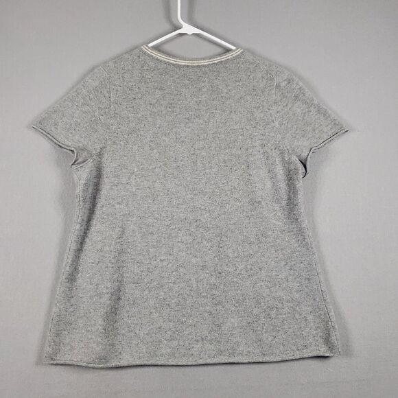 J Crew Sweater 100% Cashmere Grey Monaco Blue Sailboats SS - Picture 7 of 10